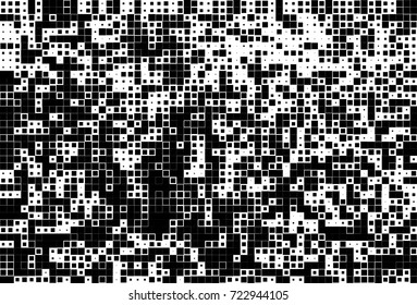 Halftone grunge black white. Abstract vector texture for print and design. The black squares of different sizes on a white background