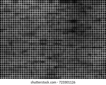 Halftone grunge black white. Abstract vector texture for print and design. The black squares of different sizes on a white background