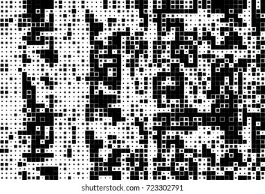 Halftone grunge black white. Abstract vector texture for print and design. The black squares of different sizes on a white background