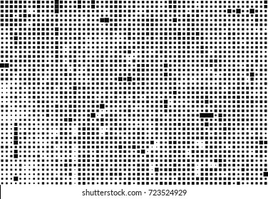Halftone grunge black white. Abstract vector texture for print and design. The black squares of different sizes on a white background