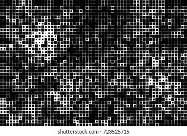 Halftone grunge black white. Abstract vector texture for print and design. The black squares of different sizes on a white background