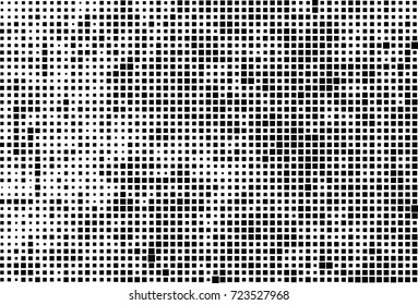 Halftone grunge black white. Abstract vector texture for print and design. The black squares of different sizes on a white background