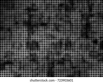 Halftone grunge black white. Abstract vector texture for print and design. The black squares of different sizes on a white background