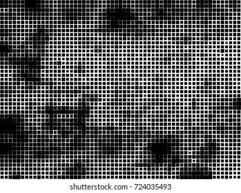 Halftone grunge black white. Abstract vector texture for print and design. The black squares of different sizes on a white background