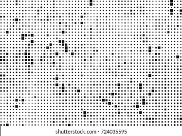 Halftone grunge black white. Abstract vector texture for print and design. The black squares of different sizes on a white background