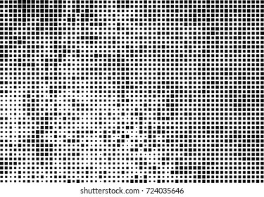 Halftone grunge black white. Abstract vector texture for print and design. The black squares of different sizes on a white background