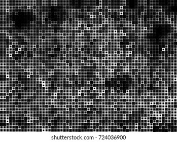 Halftone grunge black white. Abstract vector texture for print and design. The black squares of different sizes on a white background