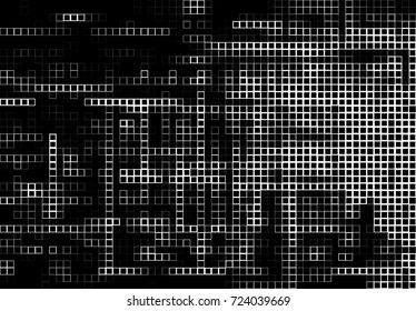 Halftone grunge black white. Abstract vector texture for print and design. The black squares of different sizes on a white background