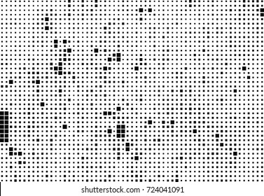 Halftone grunge black white. Abstract vector texture for print and design. The black squares of different sizes on a white background