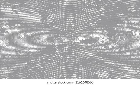 Halftone Grunge Dotted Rough Stripes Texture. Rough Grungy Pattern Design. Faded Dyed Style Texture. White and Gray Monochrome Print Design Background.