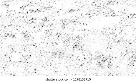 Halftone Grunge Dotted Rough Stripes Texture. Cartoon Vintage Pattern. Overlay Grainy Style Texture. Black and White Monochrome Print Design Background.