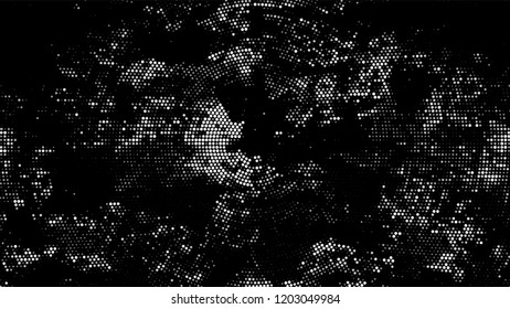 Halftone Grunge Dotted Rough Stripes Texture. Distressed Grungy Pattern Design. Scatter Style Texture. Black and White Broken, Spotted Print Design Pattern.