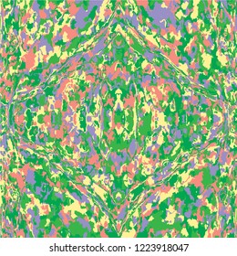 Halftone Grunge Dotted Rough Stripes Texture. Vintage Dirty Dotted Pattern. Polka Dots Style Texture. Green, Pink, Yellow and Violet Print Design Pattern.