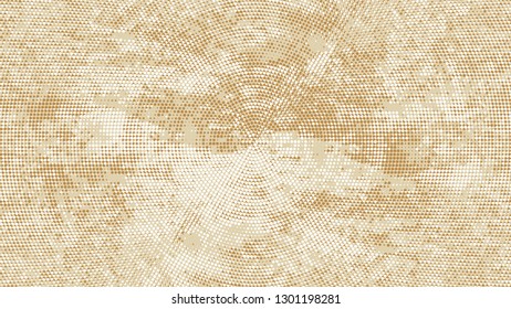 Halftone Grunge Dotted Rough Stripes Texture. Cartoon Vintage Pattern. Polka Dots Style Texture. Beige Noise Fashion Print Design Pattern.