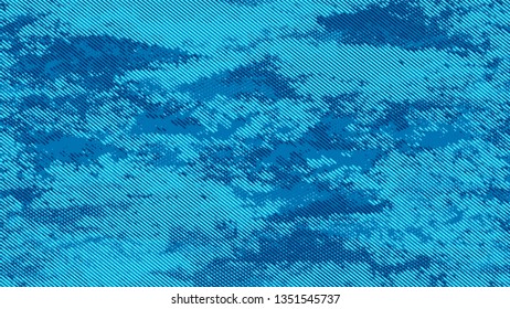 Halftone Grunge Dotted Rough Stripes Texture. Distressed Grungy Pattern Design. Splatter Style Texture. Blue Broken, Spotted Print Design Background.