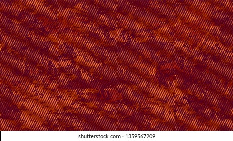 Halftone Grunge Dotted Rough Stripes Texture. Cartoon Vintage Pattern. Scatter Style Texture. Orange and Brown Broken, Spotted Print Design Pattern.