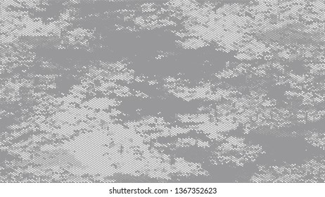 Halftone Grunge Dotted Rough Stripes Texture. Cartoon Vintage Pattern. Splatter Style Texture. White and Gray Broken, Spotted Print Design Pattern.