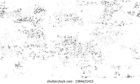 Halftone Grunge Dotted Rough Stripes Texture. Cartoon Cracked Noisy Surface Pattern Design. Splatter Style Texture. Black and White Broken, Spotted Print Design Pattern.