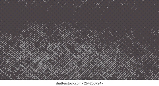 Textura De Rayas Ásperas Punteadas Grunge De Medio Tono. Patrón de Antiguas de dibujos animados. Textura de estilo teñido descolorido. Patrón de diseño de impresión de moda de ruido blanco y gris.