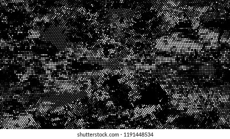 Halftone Grunge Dotted Rough Texture. Scatter Style Texture. Black and White Monochrome Print Design Background.