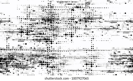 Halftone Grunge Dotted Strokes and Stripes Texture. Retro Spotted Seamless Pattern. Scatter Style Texture. Noise Fashion Print Design Background.