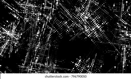 Halftone Grunge Dotted Strokes and Stripes Texture. Distressed Grungy Pattern Design. Dirty Weathered Style Texture. Noise Fashion Print Design.
