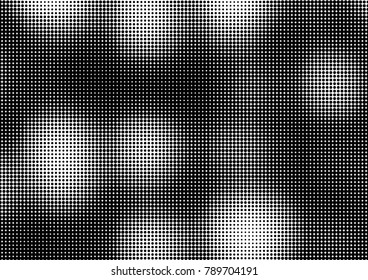 Halftone grunge dotted vector pattern, textured futuristic background. Vector illustration