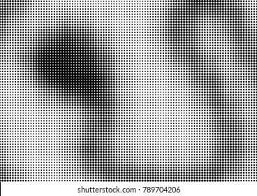Halftone grunge dotted vector pattern, textured futuristic background. Vector illustration