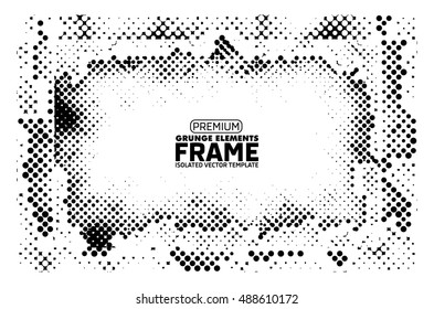 Halftone grunge frame - abstract texture. Stock vector design template - easy to use