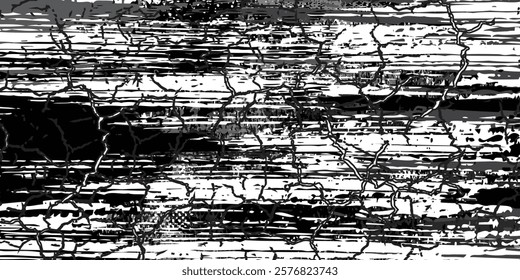 Halftone grunge gradient background. Faded cracked texture. Black and white sand wallpaper.