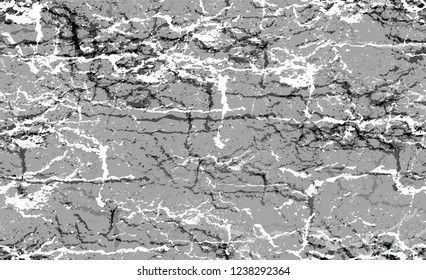 Halftone Grunge Rough Seamless Texture. Cracked Grungy Pattern Design. Dirty Distressed Background.