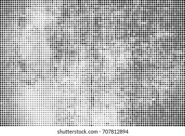 Halftone grunge vector background. Texture ink design element. Black and white abstract spots