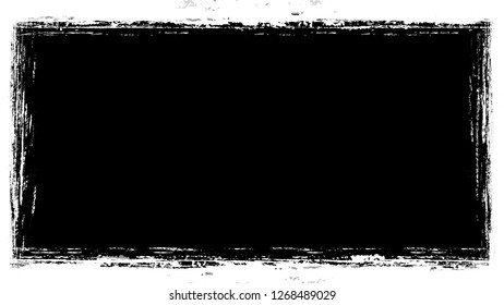 Halftone Grunge Vector Frame with Black and White Texture. Pop Art Scratched Border Design. Frame with Overlay Rust Metal Texture. Sketch Cartoon Pop Art Design Background.