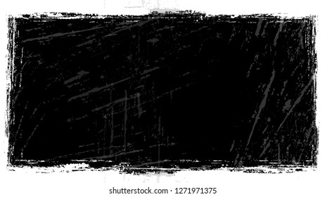 Halftone Grunge Vector Frame with Black and White Texture. Pop Art Scratched Border Design. Frame with Overlay Rust Metal Texture. Plaster, Ink Paint Print Design Shape.