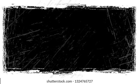 Halftone Grunge Vector Frame with Black and White Texture. Pop Art Scratched Border Design. Frame with Faded Dyed Paper Texture. Noise Fashion Print Design Shape.