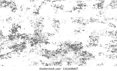 Halftone Grunge Vector Pop Art Texture. Distressed Grungy Pattern Design. Scatter Style Texture. Black and White Noise Fashion Print Design Pattern.