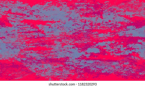 Halftone Grunge Vector Pop Art Texture. Vintage Dirty Dotted Pattern. Overlay Grainy Style Texture. Turquoise and Red Broken, Spotted Print Design Pattern.