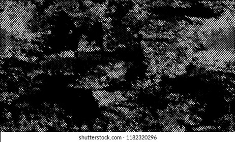 Halftone Grunge Vector Pop Art Texture. Cartoon Retro Vector Pattern. Scatter Style Texture. Black and White Monochrome Print Design Pattern.