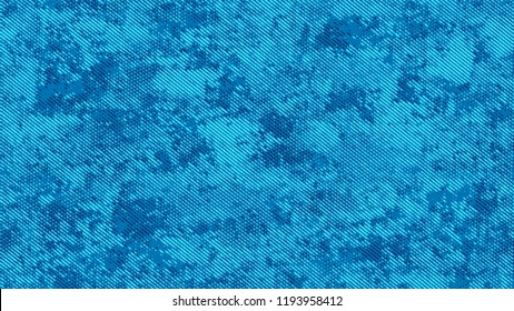 Halftone Grunge Vector Pop Art Texture. Retro Spotted Pattern. Faded Dyed Style Texture. Blue Noise Fashion Print Design Background.