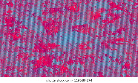 Halftone Grunge Vector Pop Art Texture. Vintage Dirty Dotted Pattern. Overlay Grainy Style Texture. Turquoise and Red Broken, Spotted Print Design Background.