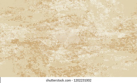 Halftone Grunge Vector Pop Art Texture. Vintage Dirty Dotted Pattern. Dirty Weathered Style Texture. Beige Monochrome Print Design Pattern.