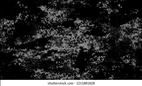 Halftone Grunge Vector Pop Art Texture. Cartoon Retro Vector Pattern. Faded Dyed Style Texture. Black and White Monochrome Print Design Pattern.
