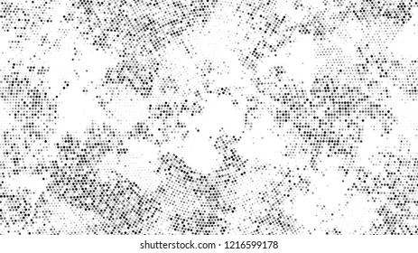 Halftone Grunge Vector Pop Art Texture. Cartoon Retro Vector Pattern. Splatter Style Texture. Black and White Broken, Spotted Print Design Pattern.