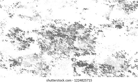 Halftone Grunge Vector Pop Art Texture. Rough Grungy Pattern Design. Polka Dots Style Texture. Black and White Broken, Spotted Print Design Pattern.