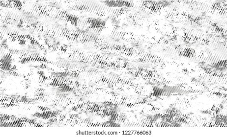 Halftone Grunge Vector Pop Art Texture. Cartoon Retro Vector Pattern. Polka Dots Style Texture. Black and White Broken, Spotted Print Design Background.