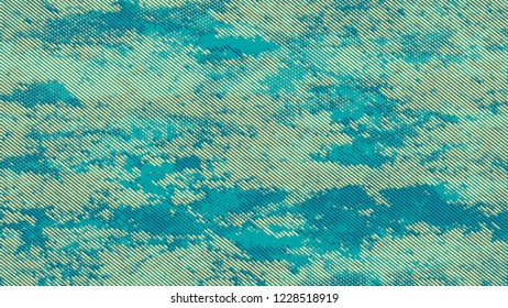 Halftone Grunge Vector Pop Art Texture. Retro Spotted Pattern. Scatter Style Texture. Turquoise and Beige Broken, Spotted Print Design Pattern.