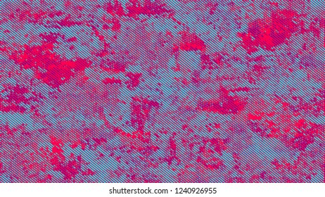 Halftone Grunge Vector Pop Art Texture. Cartoon Retro Vector Pattern. Splatter Style Texture. Turquoise and Red Monochrome Print Design Background.