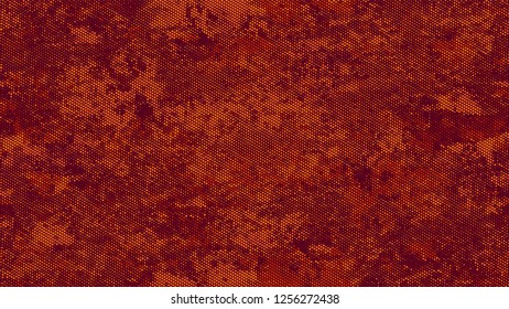 Halftone Grunge Vector Pop Art Texture. Vintage Dirty Dotted Pattern. Scatter Style Texture. Orange and Brown Broken, Spotted Print Design Pattern.