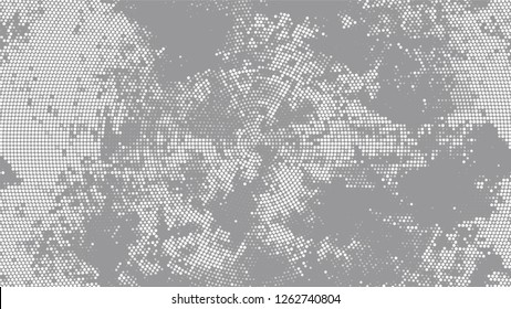 Halftone Grunge Vector Pop Art Texture. Cartoon Vintage Pattern. Faded Dyed Style Texture. White and Gray Noise Fashion Print Design Pattern.