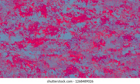 Halftone Grunge Vector Pop Art Texture. Cartoon Retro Vector Pattern. Splatter Style Texture. Turquoise and Red Monochrome Print Design Background.
